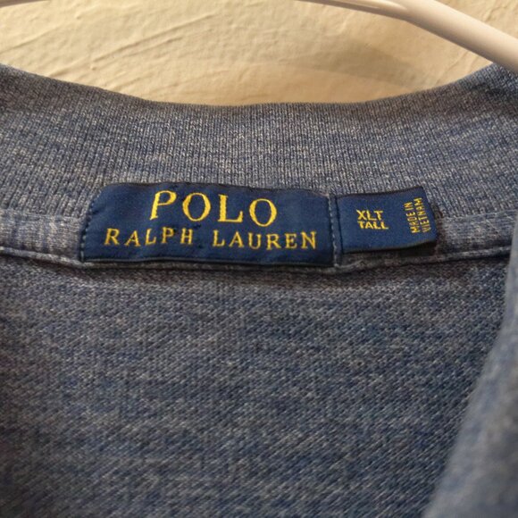 Polo Ralph Lauren Men’s XLT Tall Blue Heather Polo Shirt Yellow Pony Logo - Picture 2 of 2